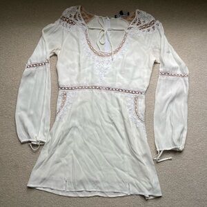 For Love And Lemons Ivory Long Sleeve Mini Dress